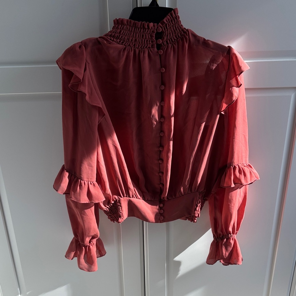 Frame Denim Ruffled Red Blouse - Picture 3 of 3